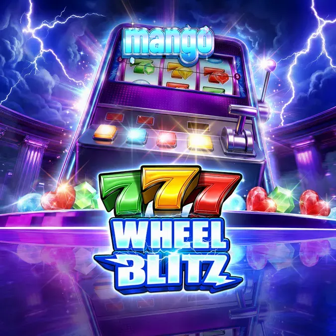 777 Wheel Blitz slot machine interface na may makukulay na gemstone symbols